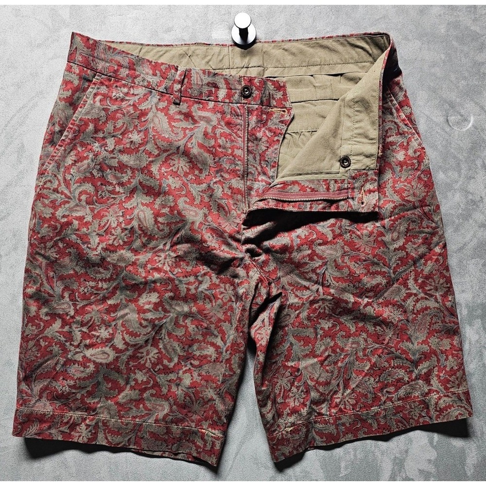 Polo Ralph Lauren Mens 36 Red Olive Paisley Cotton Chino Shorts 71567